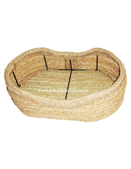 Cama de esparto natural para perros y gatos con forja