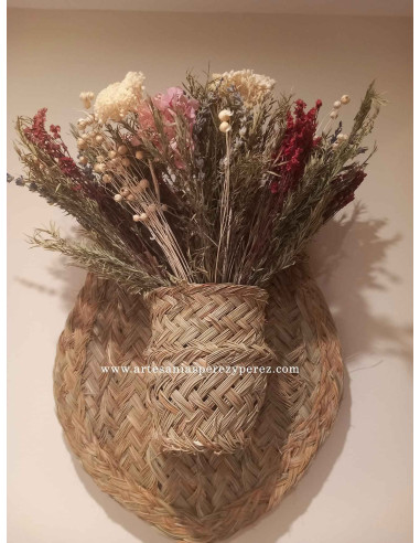 Wall plant pot with 1 pot model Pérez y Pérez in natural esparto