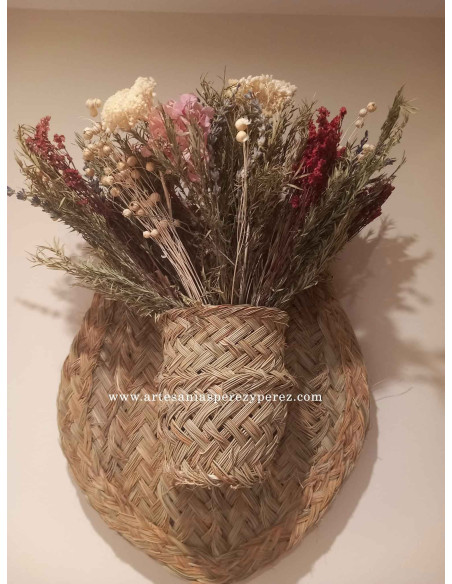 Wall plant pot with 1 pot model Pérez y Pérez in natural esparto