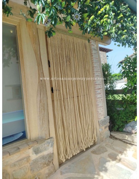 Cortina de corda de sisal natural e ripa em esparto natural