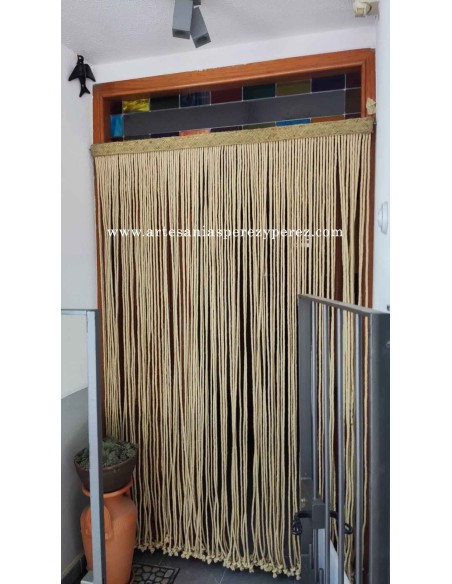 Rideaux en corde de sisal naturel et latte de bois en sparte naturel