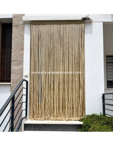 Rideaux en corde de sisal naturel et latte de bois en sparte naturel