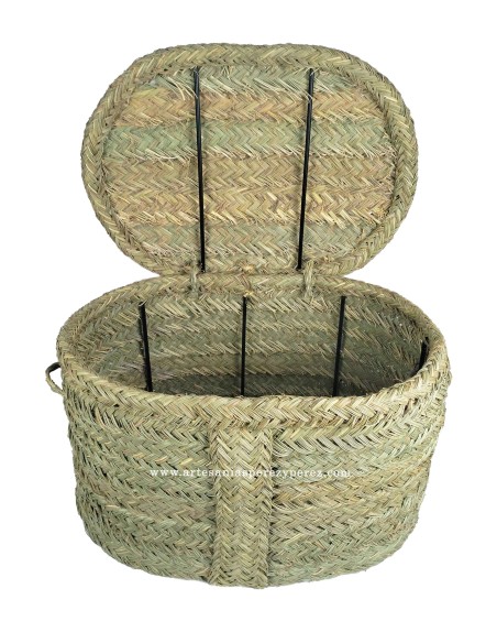 Round natural esparto trunk with cover