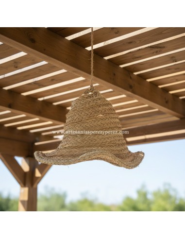 Pantalla de esparto natural modelo campana con ondas