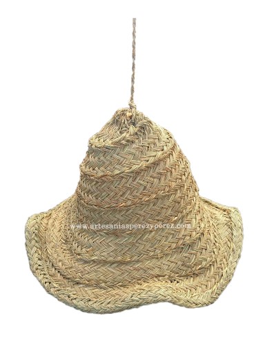 Natural esparto bell-shaped lampshade with waves