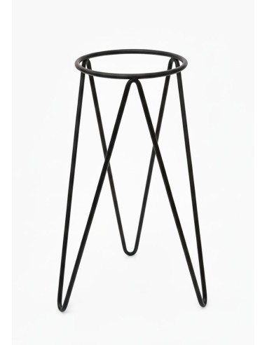 Tall natural esparto plant pot with wrought iron stand