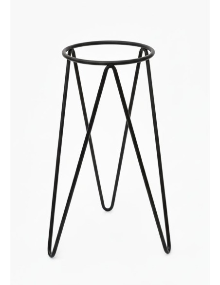 Tall natural esparto plant pot with wrought iron stand