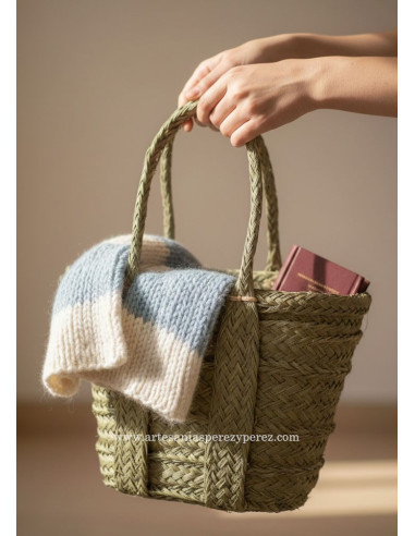 Cesta bolso de esparto natural con asas 2