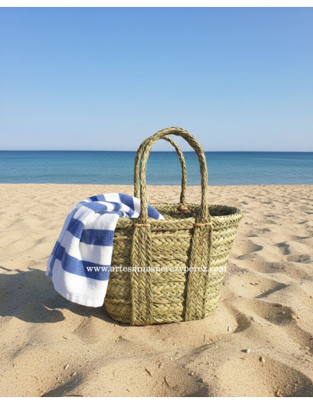 Bolsa-cesto de esparto natural com alças