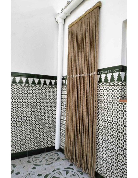 Natural jute rope curtain and natural esparto ribbon