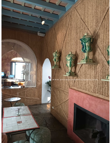 Natural Esparto Wall Covering at Posada La Sacristía